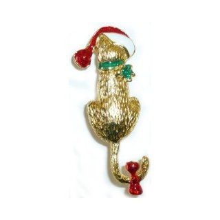 Goldplated Santa Hat Cat Pin Brooches And Pins Jewelry