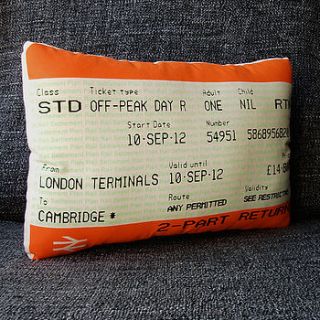 cambridge train ticket cushion   september by ashley allen