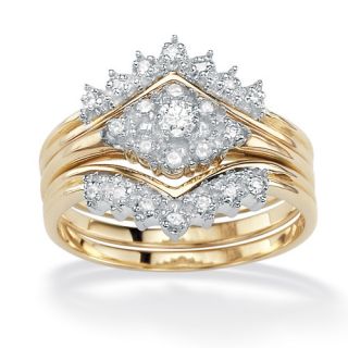 Palm Beach Jewelry Sterling Silver Round Diamond Wedding Ring 3 Piece