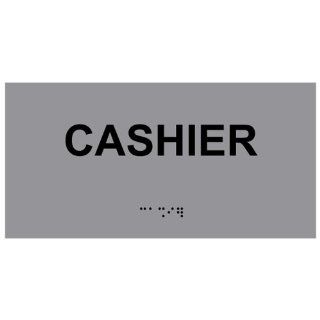 ADA Cashier Braille Sign RSME 273 BLKonGray Information  Business And Store Signs 