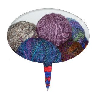 I Knit Bowl of Colorful Yarn Cake Toppers