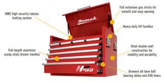 Homak H2PRO 36in. 8-Drawer Top Tool Chest — 35 1/4in.W x 21 3/4in.D x 24 1/2in.H  Tool Chests