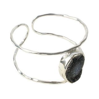 bex bangle silver and black drusy by flora bee