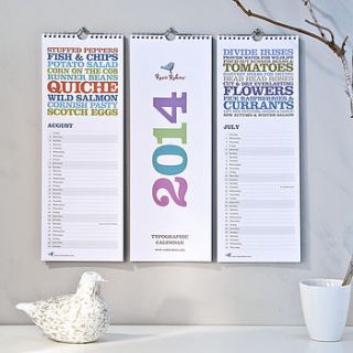 2014 typographic calendar by rosie robins