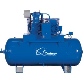 Quincy Compressor Reciprocating Air Compressor — 10 HP, 200–208/230/460 Volt 3 Phase, 35.0 CFM @ 175 PSI, 120-Gallon Horizontal Tank, Model# P2103DS12HCB  30   39 CFM Air Compressors