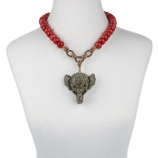 Heidi Daus "The Imperial Elephant" Beaded Pavé Crystal Drop Necklace