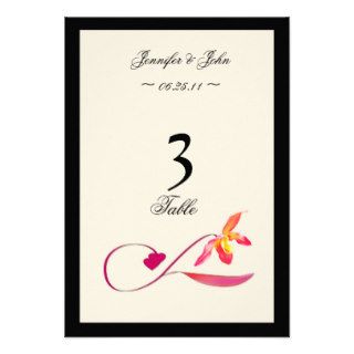 Orchid Design Wedding Table Number Card Personalized Invite