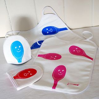 spoons with faces toddler bib and egg cosy by lumme