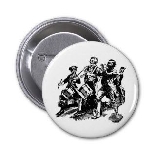 Revolutionary War Era Marching Band Illustration Pinback Buttons