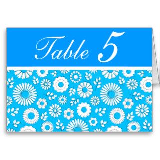 Summer floral blue Table Number Card