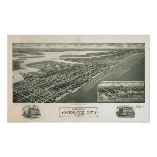 Margate New Jersey 1925 Antique Panoramic Map Print