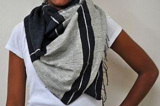 sofia black silk and cotton shawl by exclusive roots