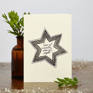hand printed 'star of wonder' card by katie leamon