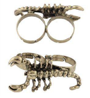 8 Pieces of Gold Scorpion Adjustable Double Finger Ring Jewelry