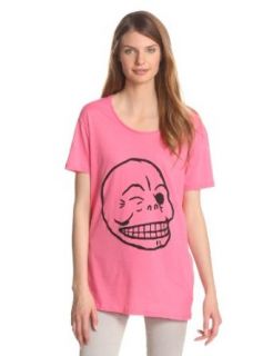 Cheap Monday Women's Flirt Skull Easy Tee, Strawberry Pink, Large Clothing