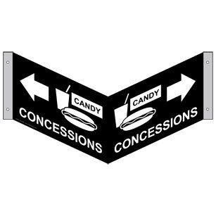 Concessions With Inward Arrow Bilingual Sign NHE 9690Tri WHTonBLK  