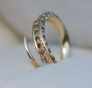 gold cognac diamond ring by melina clark