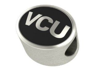 Virginia Commonwealth VCU Collegiate Bead Fits Most Pandora Style Bracelets Including Pandora, Chamilia, Biagi, Zable, Troll and More. High Quality Bead in Stock for Immediate Shipping Jewelry