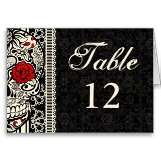 Sugar Skull & Lace Wedding Table Number Cards