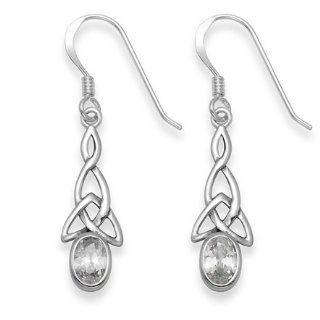 Heather Needham, Sterling Silver Cubic Zirconia Celtic Trinity Drop Earring   Size 20 X 7mm Jewelry
