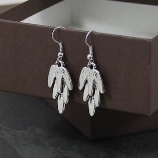 metal feather earrings by my posh shop