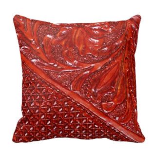 Cardinal Red Customized Tooled Leather Look Throw Pillow