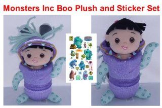 Retired Hard to Find Disney Monsters Inc. Sully and Mike Wazowski Sidekick 10" Plush Baby Boo in Monster Costume with Monsters Inc. Sticker Sheet Toys & Games