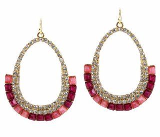 INC International Concepts Earrings, Gold Tone Pink Pave Baguette Teardrop Earrings Dangle Earrings Jewelry