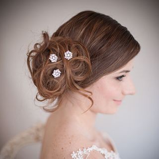 set of divinity wedding hair pins by chez bec