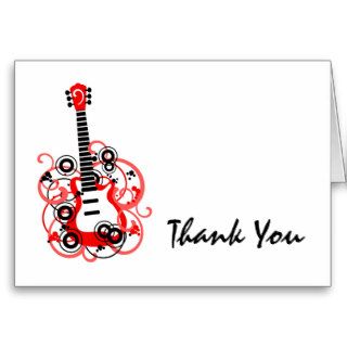 Rock Star Guitar Red Black Thank You Greeting Card