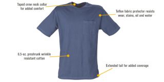 Gravel Gear Warrior Pocket T-Shirt with Teflon — Slate, XL  Short Sleeve T Shirts