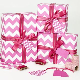 recycled pink chevron white wrapping paper by sophia victoria joy