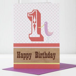 1st birthday girl card by ella & otto