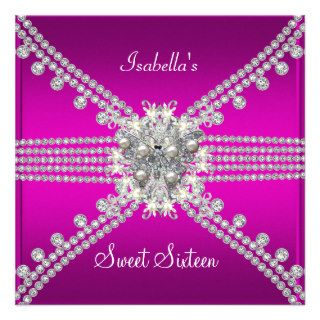 Sweet Sixteen Sweet 16 Butterfly Hot Pink Silver Custom Invites