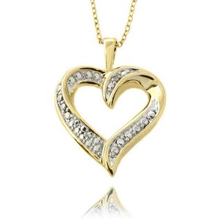 Pretty Plus 14k Yellow Gold Overlay Diamond Accent Heart Necklace Pretty Plus Diamond Necklaces