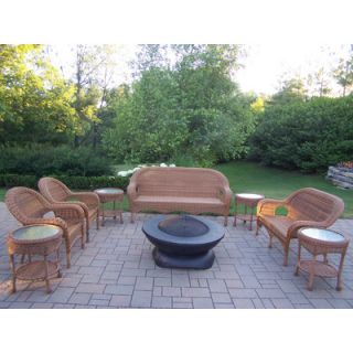 Oakland Living Resin Wicker 9 Piece Lounge Seating
