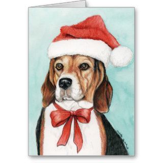 Beagle Christmas Dog Art Greeting Card