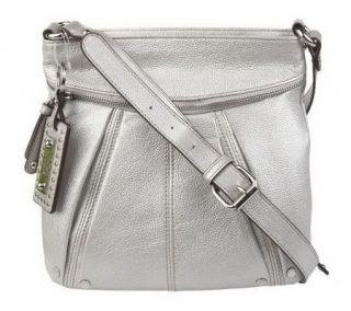 Tignanello Pebble Leather Zip Top Crossbody Bag with Key Fob —