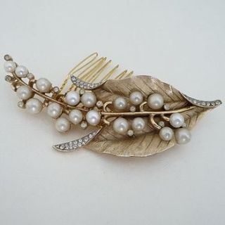 antique gold floral leaf hair comb by katherine swaine