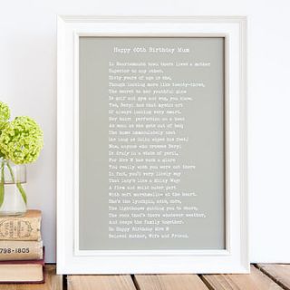 bespoke framed my mum poem print by bespoke verse