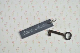 welsh slate 'tacsi mam' mum's taxi keyring by country touches