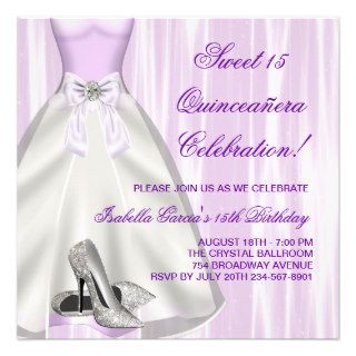 Purple Ball Gown High Heel Shoes Quinceanera Personalized Announcement