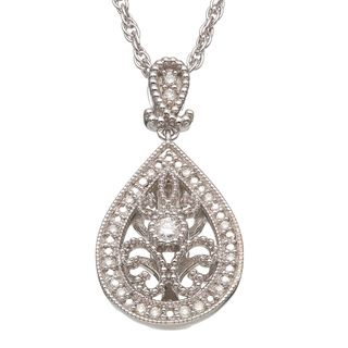 Sterling Silver 1/8ct TDW Diamond Teardrop Necklace (H I I2) Diamond Necklaces