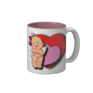 Cute Baby Cupid With Hearts Coffee Mugs