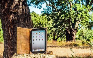 wood leather tablet case for ipad by wrinkle cork products