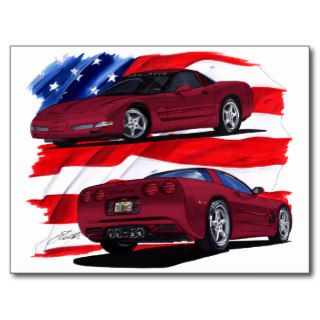 1999 04 Corvette Maroon Car Post Card