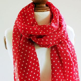 dotty red pure wool scarf by highland angel