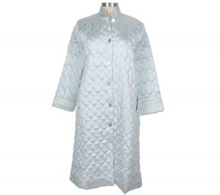 Carole Hochman Quilted Satin Long Sleeve Button Front Robe —