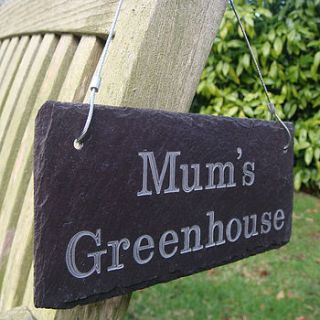 engraved slate mum's garden sign by winning works