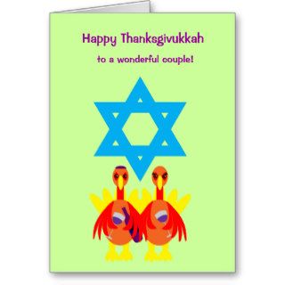 Thanksgivukkah Funny Turkeys Wine Greeting Card